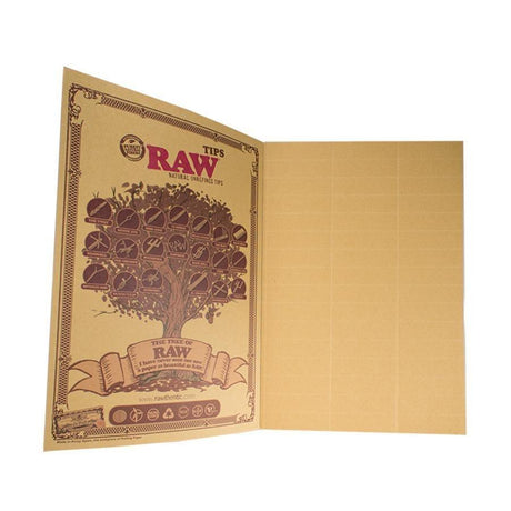 inside view of the RAW Rawlbook. showcasing the inner cover and one of the perforated pages for rolling tips.