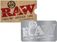 front view of the Raw shredder card and its cover. A novel and portable tool to shred smoking herb from RAW.