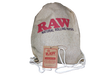 A novel apparel item with raw branding made from RAW quality materials in a natural canvas tan