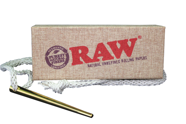 front view of the RAW gold poker tool, a handy poker tool that comes attacked with a necklace sting for ease of carry and convenient use.