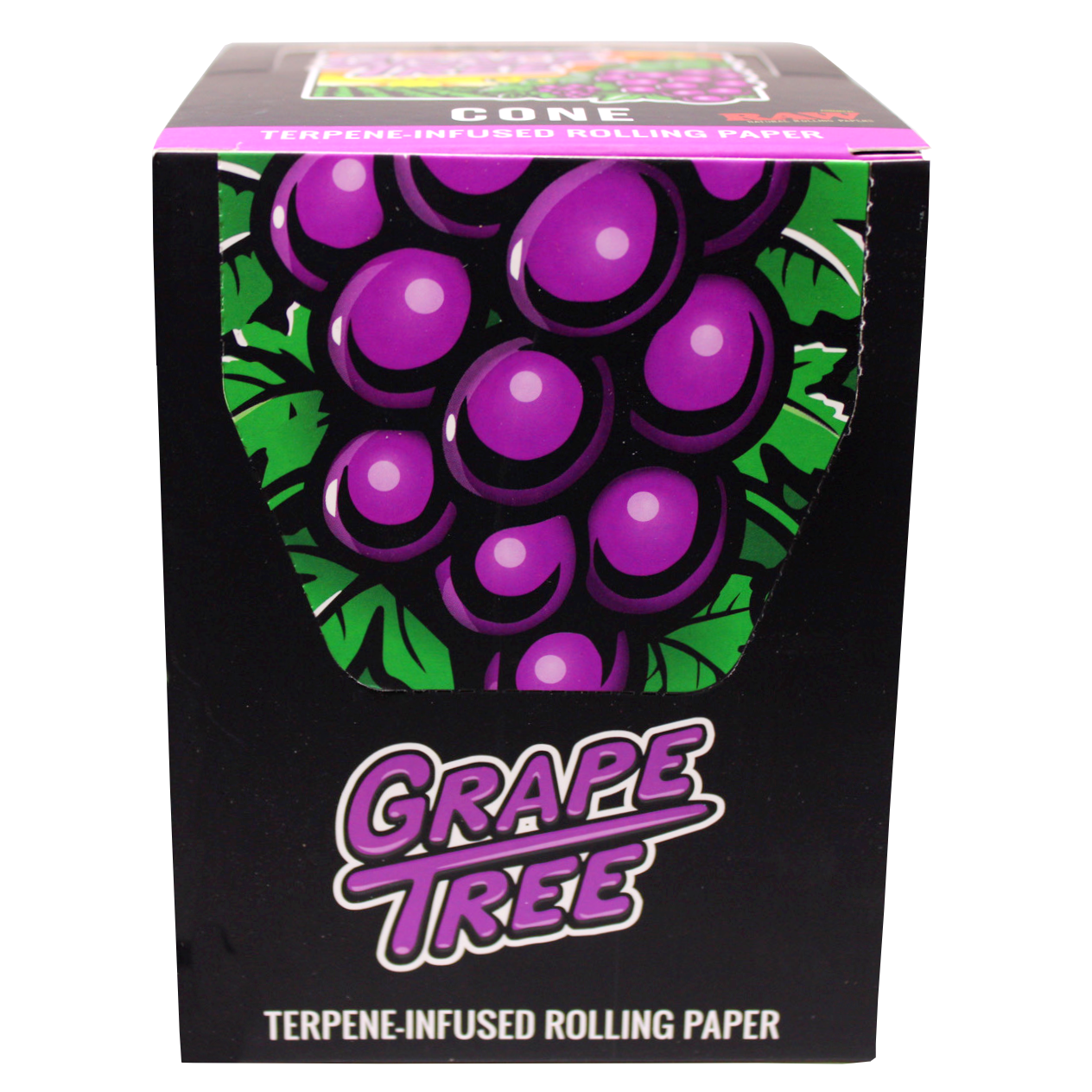 front view of the RAW Grape infused cones. made with quality RAW materials with infused smooth grape flavor for a unique experience. 