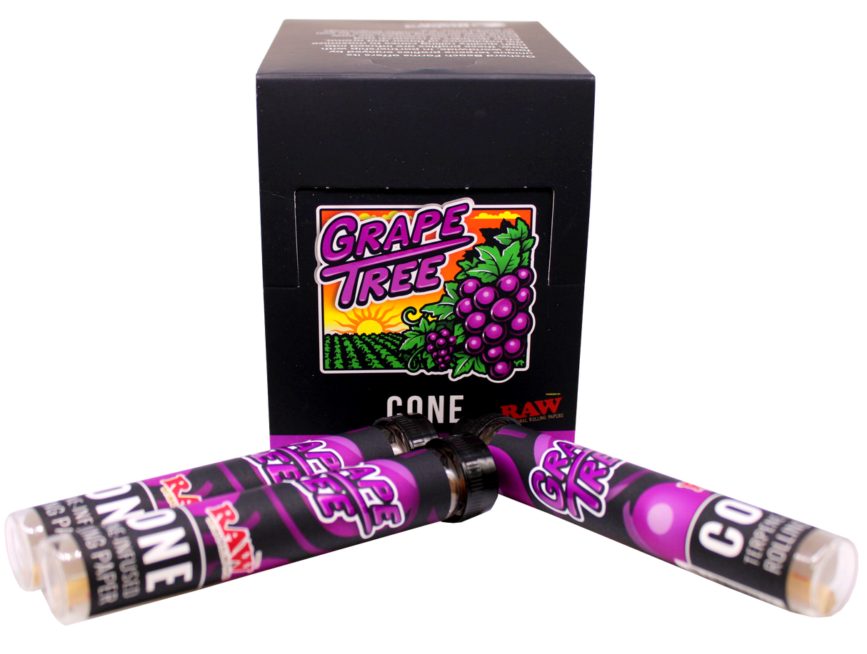 front product view of the RAW Grape infused cones. made with quality RAW materials with infused smooth grape flavor for a unique experience. 