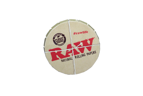 top view of the raw metal tin, using a unique pop top closure, allowing for simple and damage free storage.