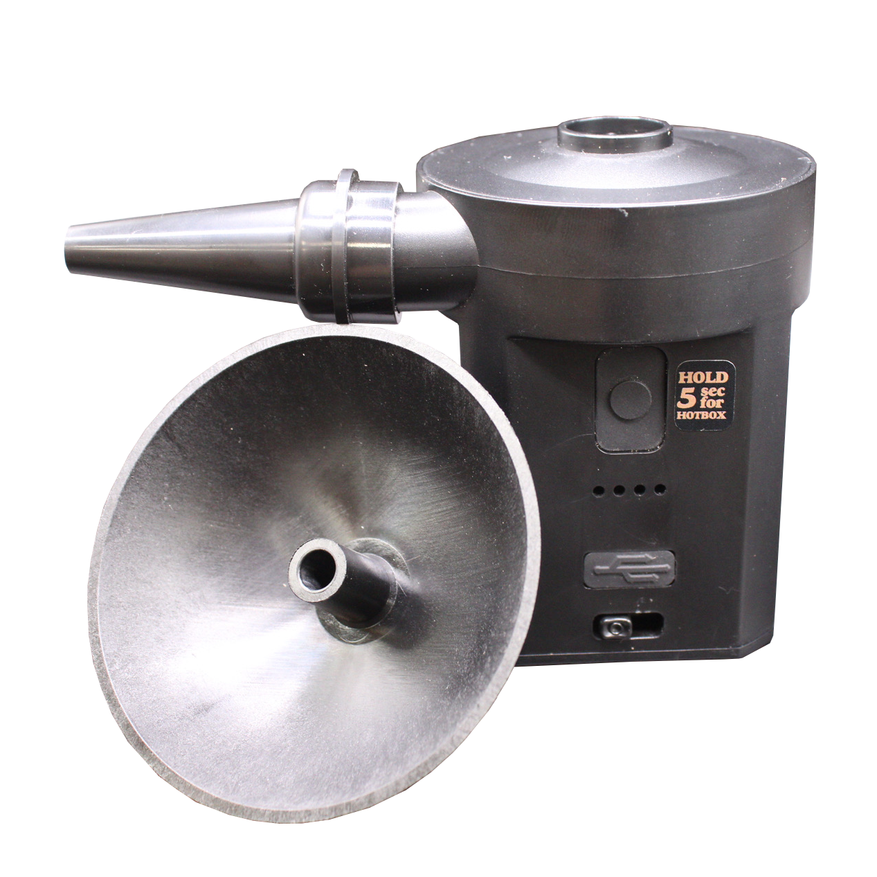 side view of the RAW smoke thrower. A machine made for group events, allowing someone to easily hotbot an entire room easily without having to put the effort in smoking