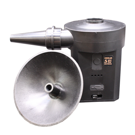 side view of the RAW smoke thrower. A machine made for group events, allowing someone to easily hotbot an entire room easily without having to put the effort in smoking