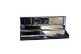 open view of the RAW stainless steel paper case. a durable and crush proof case to protect your booklets and rolling papers from damage made with durable stainless steel.