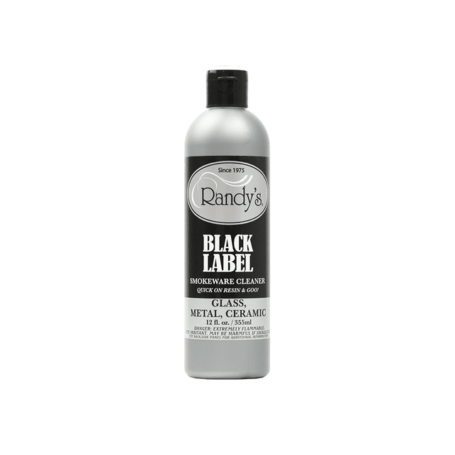 front view of randy's black label Smokeware cleaner. a strong cleaner designed for stains and buildups commonly found with smoking products.