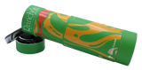 open view of the Randy's Pure Air filter and stash jar. A personal filter for discrete smoking experience that also doubles as a stash for all your smoking supplies. Covered in a green and yellow swirl designed cover