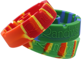 front view of the randy's 5" circle silicone ashtray. A durable ashtray with a circular bumper debowler.
