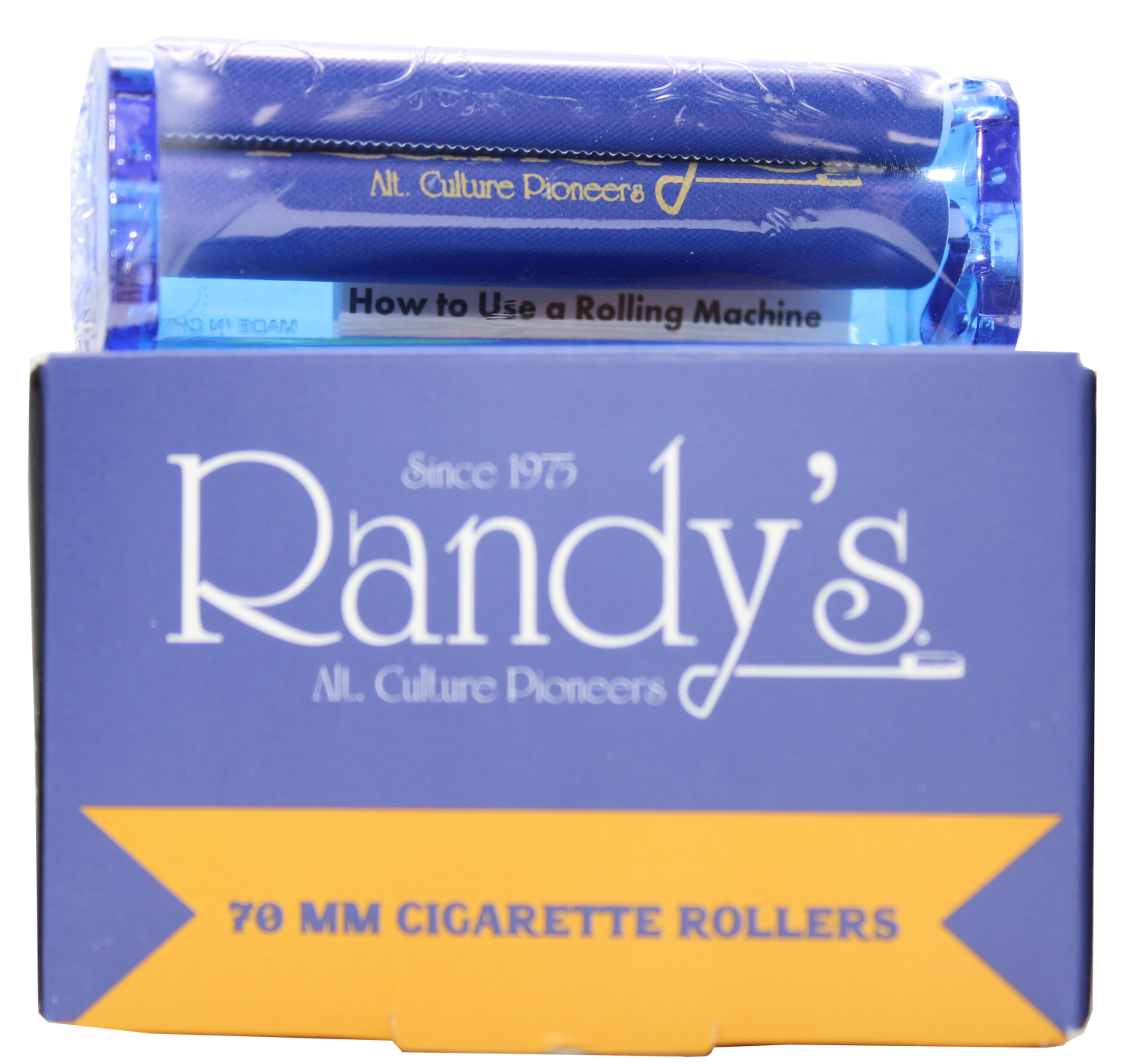 front view of the Randy's 70mm rolling machine display box. A simple but effective rolling machine providing the perfect roll consistently.