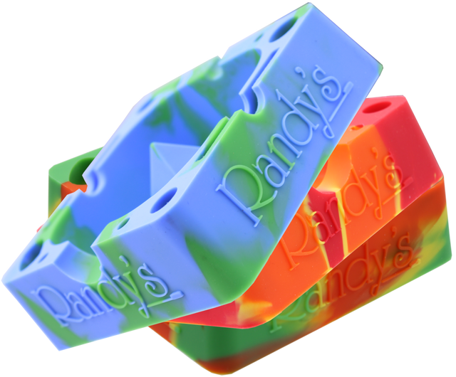 angle view of the Randy's 7" ashtray. A heat resistant and durable ash tray with storage compartments and a debowler spike in the center for ease of cleaning.