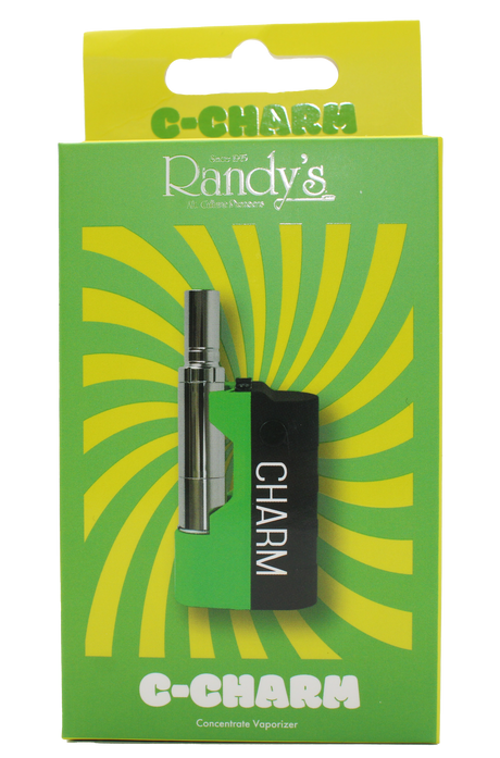 front view of the Randy's Cham vaporizer made with a durable body, tactile feel, and open panel chassis for compact and powerful smoking experience with green and black finish.