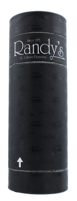front view of the Randy's Pure Air filter and stash jar. A personal filter for discrete smoking experience that also doubles as a stash for all your smoking supplies. Covered in a Randy's decorated cover
