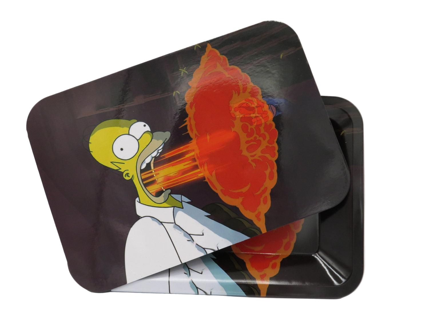 Rolling Tray With Magnetic Lid - Homer Breathing In Fire