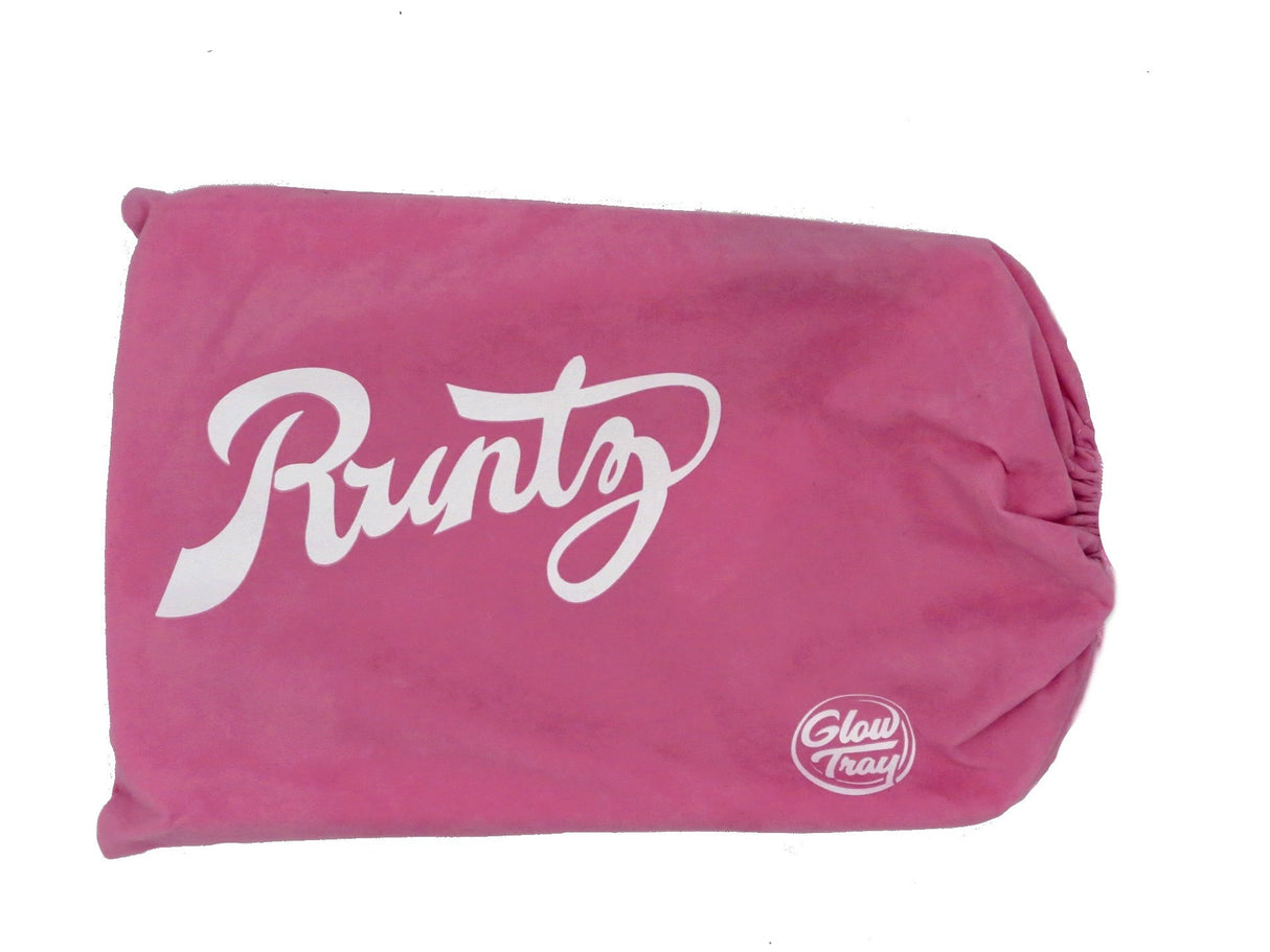 front view of pink carrying bag for the Runtz Pink LED rolling tray.