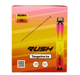 front view of the Rush tobacco free nicotine tangerine ice disposable vaporizers. Ergonomic disposable vaporizers that are long lasting.