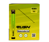 front view of the Rush tobacco free nicotine watermelon ice disposable vaporizers. Ergonomic disposable vaporizers that are long lasting.