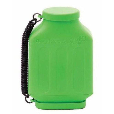 front view of the smoke buddy Jr in green A long lasting filtration device with activated charcoal filters fo smoking.
