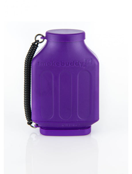 front view of the smoke buddy Jr in purple. a travel safe odor solution for smokers who want to be courteous.