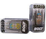 front view of the strio bolt 2 sided battery mod, a reliable vaporizer with two panels around a long lasting battery for constant daily use.