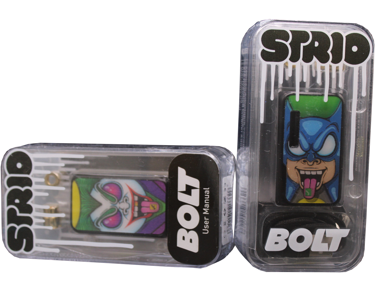 front view of the strio bolt 2 sided battery mod, a reliable vaporizer with two panels around a long lasting battery for constant daily use.