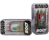 front view of the strio bolt 2 sided battery mod, a reliable vaporizer with two panels around a long lasting battery for constant daily use.