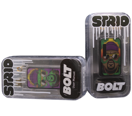 front view of the strio bolt 2 sided battery mod, a reliable vaporizer with two panels around a long lasting battery for constant daily use.