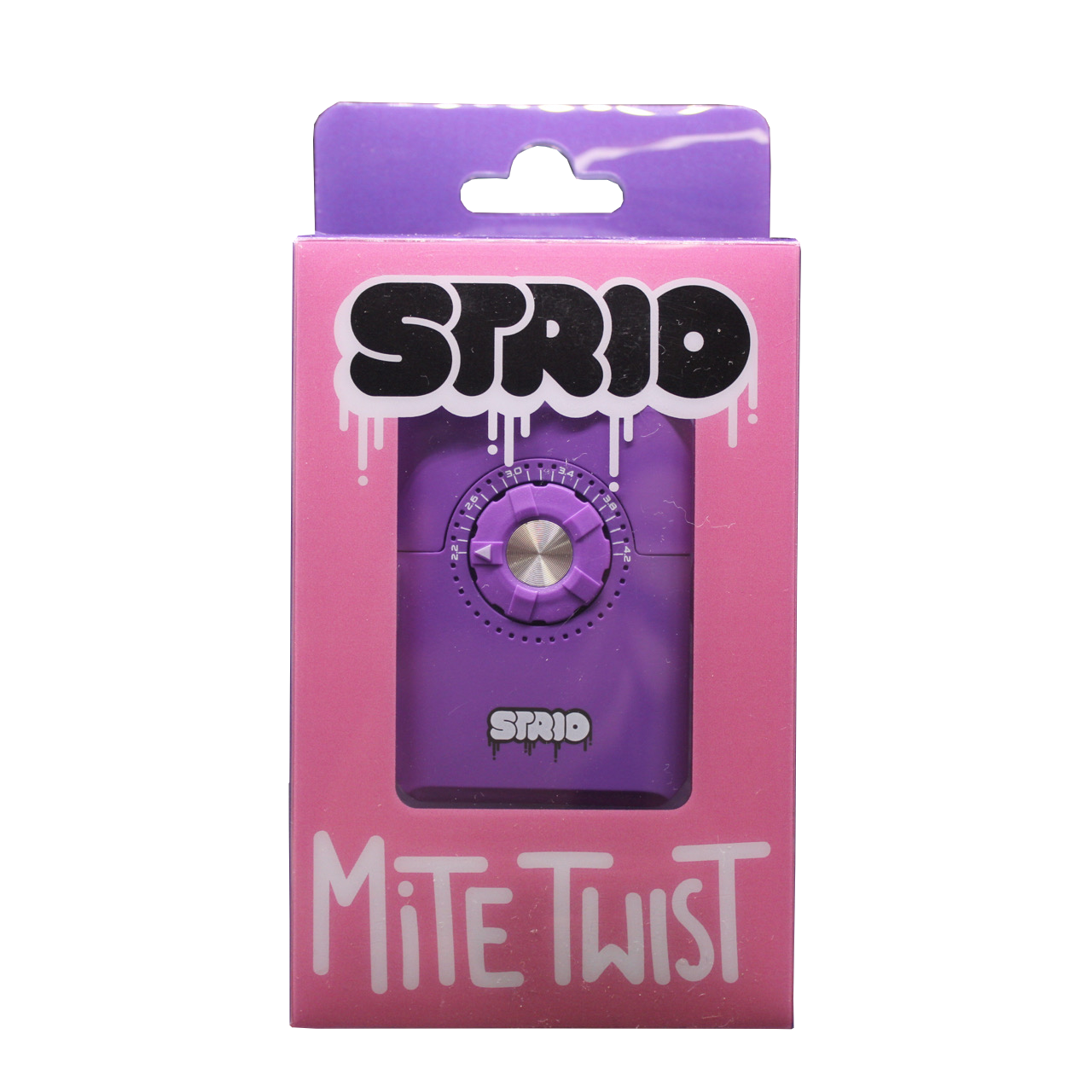 front view of the Strio Mite Twist a unique vaporizer with strong battery and a analogue temperature adjustment similar to a combination lock for a more tactile feel.