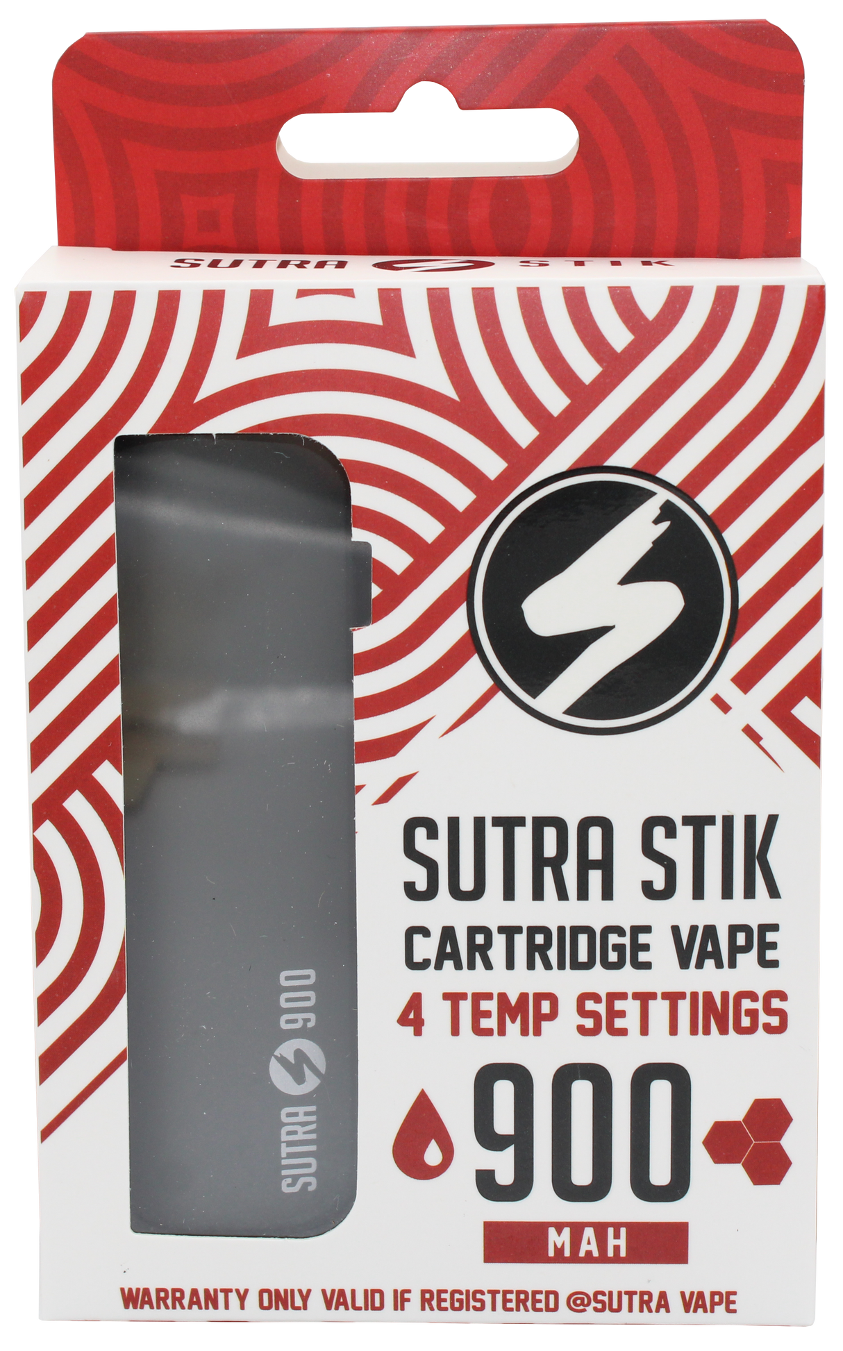 front view of the Sutra Stik 900 a compact and strong vaporizer. in a matte black finish.