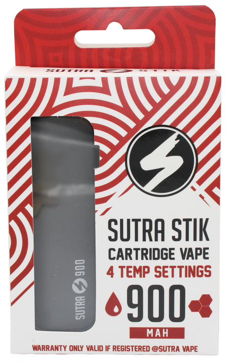 front view of the Sutra Stik 900 a compact and strong vaporizer. in a matte black finish.
