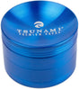 view of the Tsunami 63mm grinder in a deep sapphire blue. made for the consumer who wants a sleek and deep color to match its quality design.