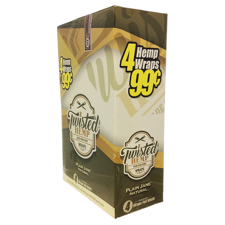 front view of the twisted hemp organic wraps display box. An organic option for those who want flavorful smoking experience. Made with natural hemp.