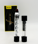 Front view of the Twisty Glass blunt V12. A paper free smoking product with a provided cleaning tools and O rings.