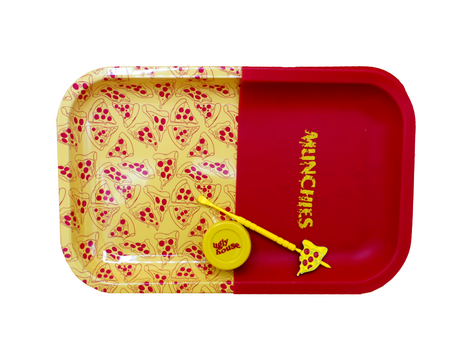 front view of the ugly house 4 piece dab kit with pizza style munchies design.