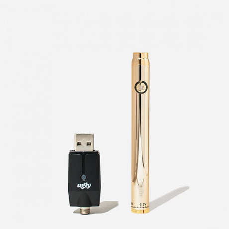 front view of ugly slim twist in a shiny golden color.