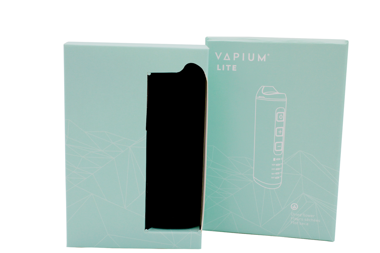 box view of the Vapium portable dry herb vaporizer. made for a smooth smoking experience.