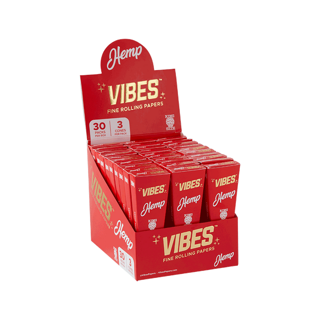 front view of the Vibes Hemp king size cones. A product for those who want the natural hemp paper experience with their smoke.
