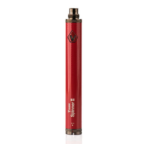 front view of the Vision Spinner 2 battery in red. A product with a large battery for long use and with variable voltage and a textured grip.