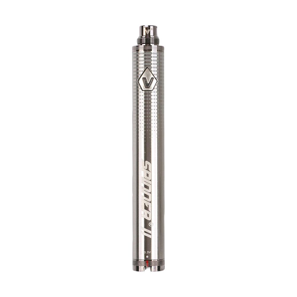 front view of the Vision Spinner 2 battery in silver. A product with a large battery for long use and with variable voltage and a multicolor LED.