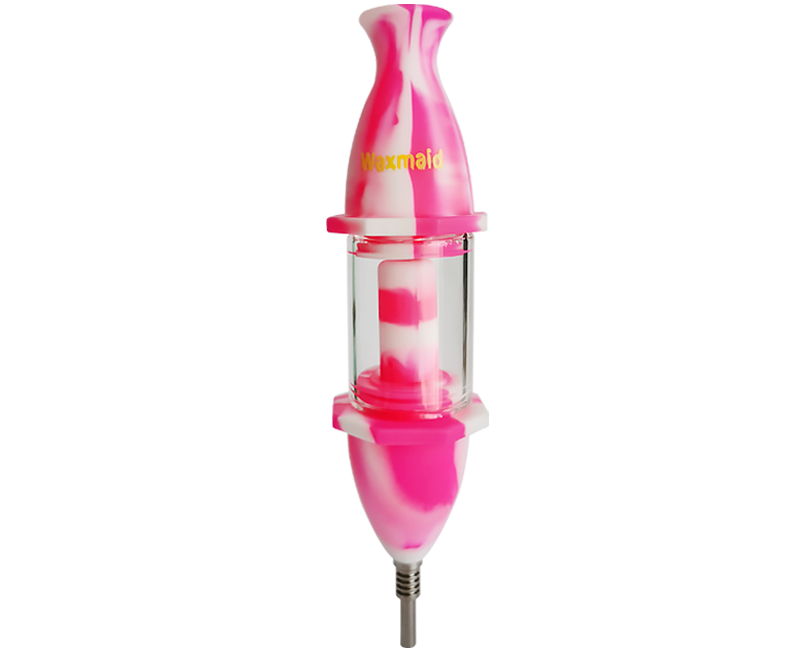 front view of the Waxmaid silicone nectar collector kit. A product made with a focus on flavor for your concentrate consumption. 