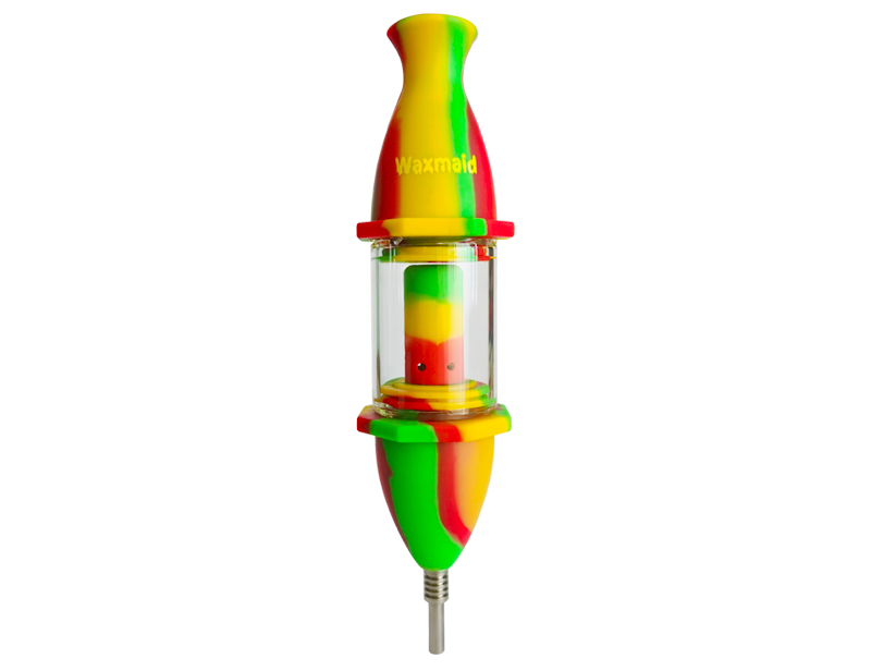front view of the Waxmaid silicone nectar collector kit. A product made to be easily used and even easier to clean and stored.