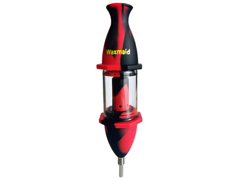 front view of the Waxmaid silicone nectar collector kit. A product made for high performance with flavor and modularity. 