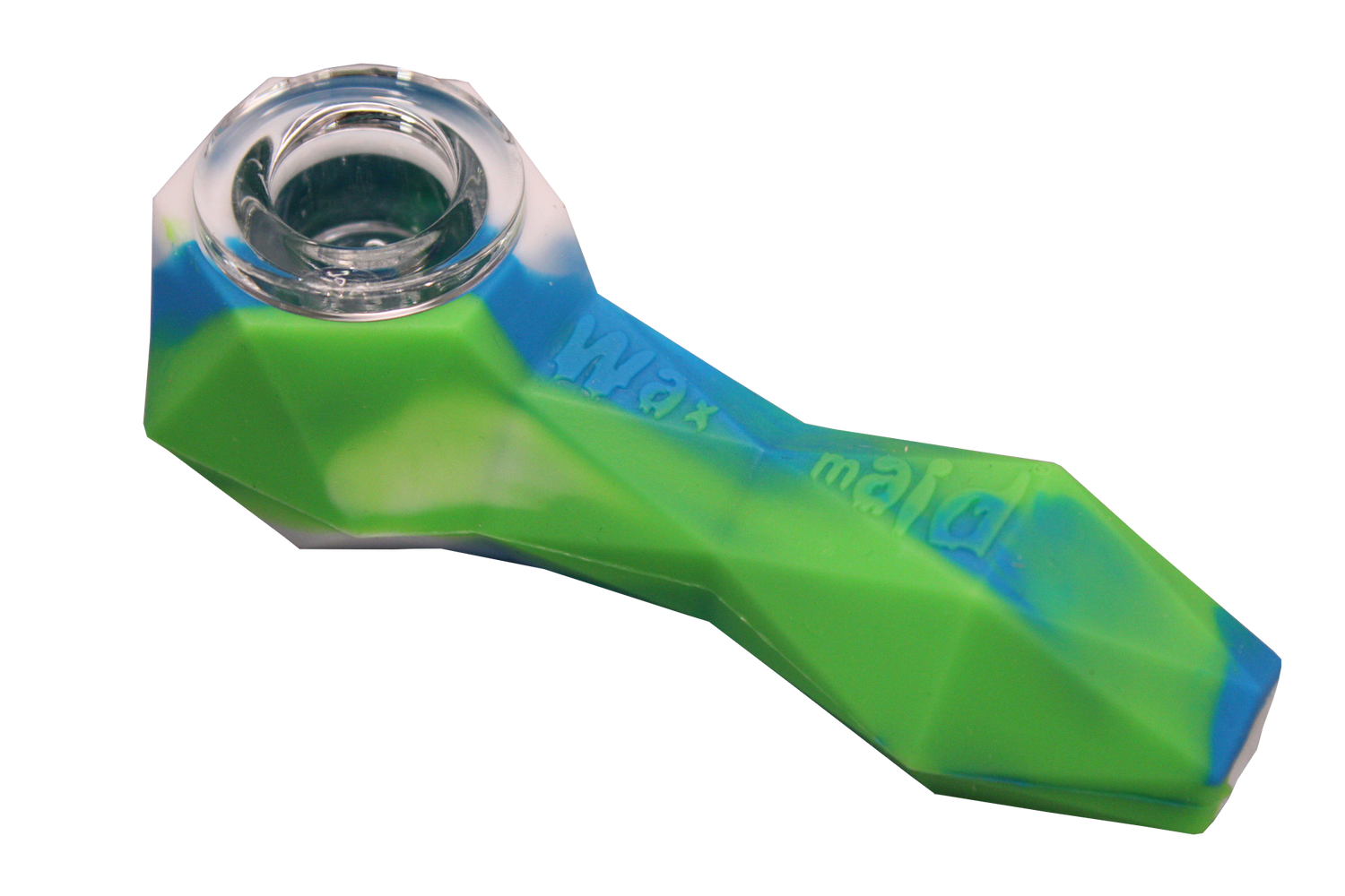 front view of the Waxmaid 4" Daimon hand pipe, made of premium silicone and textured with diamond pattern for extra grip to prevent slipping.