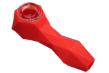 front view of the Waxmaid 4" Daimon hand pipe in red. Made of premium silicone and textured with diamond pattern for extra grip to prevent slipping.
