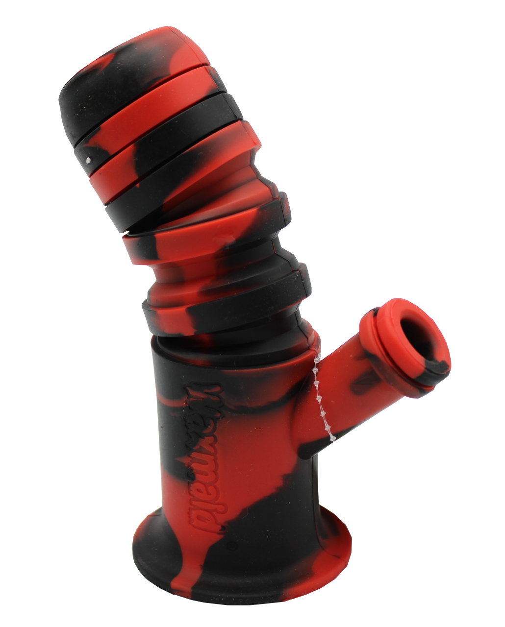 side view of the waxmaid springer silicone waterpipe. a flexible and durable water pipe for perfect adjustment and convenience.