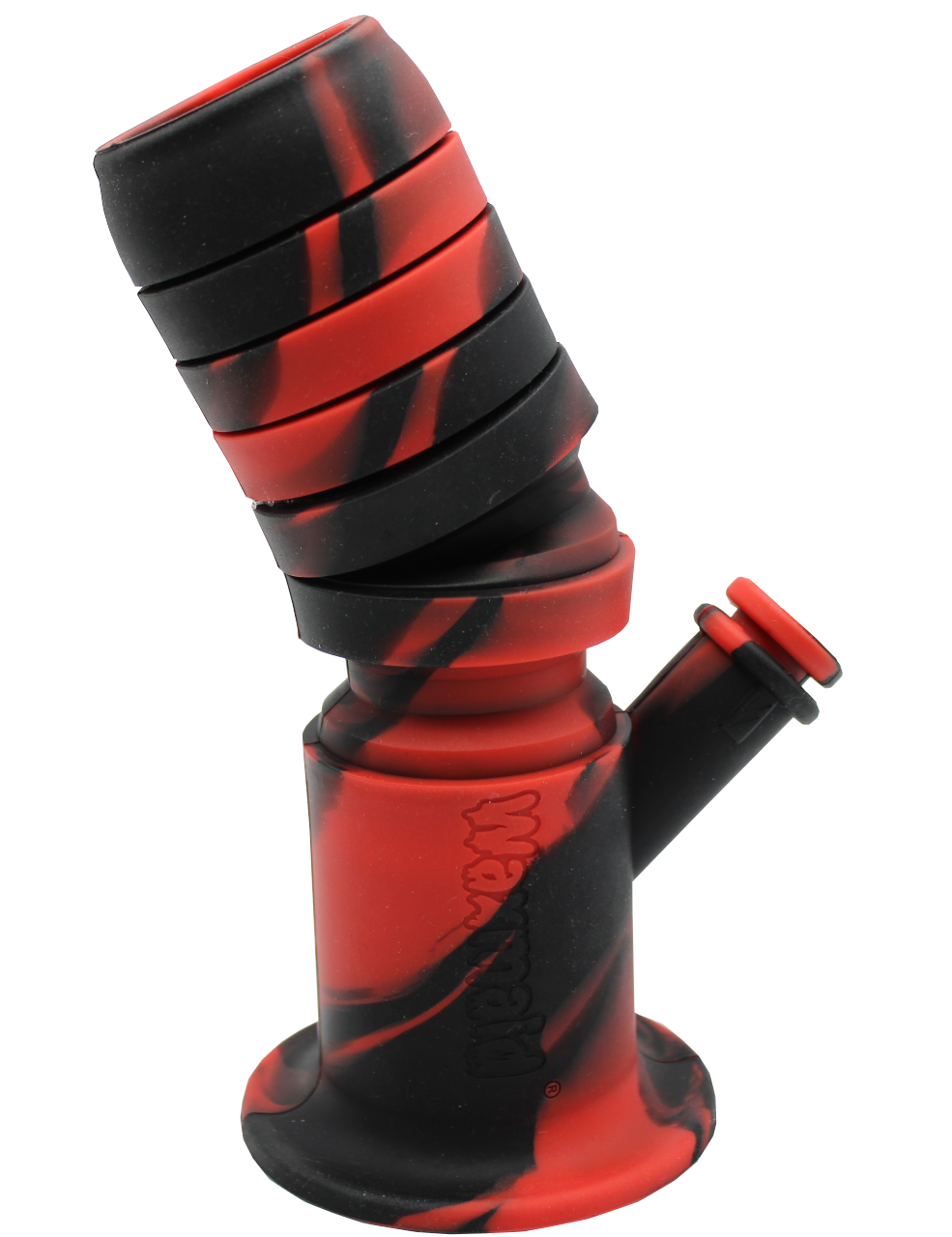 side view of the waxmaid springer silicone waterpipe. a flexible and durable water pipe for perfect adjustment and convenience.