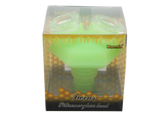 front view of the Waxmaid twins silicone bowl in a glow in the dark green. Made for long sessions with more herb.made from borosilicate glass and heat resistant silicone.