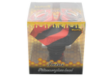 front view of the Waxmaid twins silicone bowl in a red and black twist. Made for long sessions with more herb.made from borosilicate glass and heat resistant silicone.