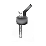 full profile view of the White Rhino Pop top can converter in a black and grey mix. A novel tool for making a water pipe on the go.