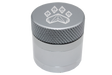 side close up view of the Wolf grinder 1.5" 4 piece grinder. Made of lightweight and durable aluminum. it is precisely made that provides a consistent shred with its sharp teeth while being portable. I ti made in a durable anodized silver coloring.